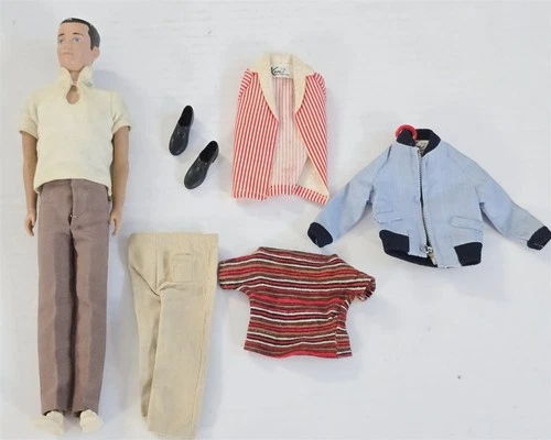 X-862 VINTAGE 1960'S MATTEL BARBIE BRUNETTE KEN DOLL W/ TAGGED CLOTHING