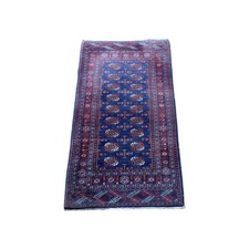 Blauer Feiner Handgeknüpfter Perser Orientteppich Buchara Jomut Rug 160x95cm #98