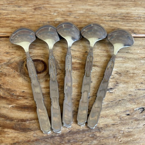 Oneida RAPHAEL Stainless Heirloom Cube Flatware Oval Soup Spoon 6 3/4” Set Of 5 - Picture 3 of 5