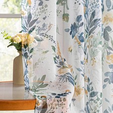 MYSKY HOME Floral Curtains for Living Room 84 inches Long Classic Printed Flower