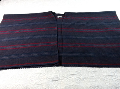 Pendleton Pure Wool Poncho Wrap Women's OSFM Striped Vtg 50s White Label Flaws