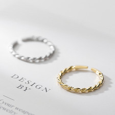 925 Sterling Silver Vermeil 18K Gold Plated Ring, Stacking open ring YCZ47