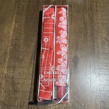 Vtg NIB Umbrella  Water Repellent Scarf Set White Flower Pattern Red Retro