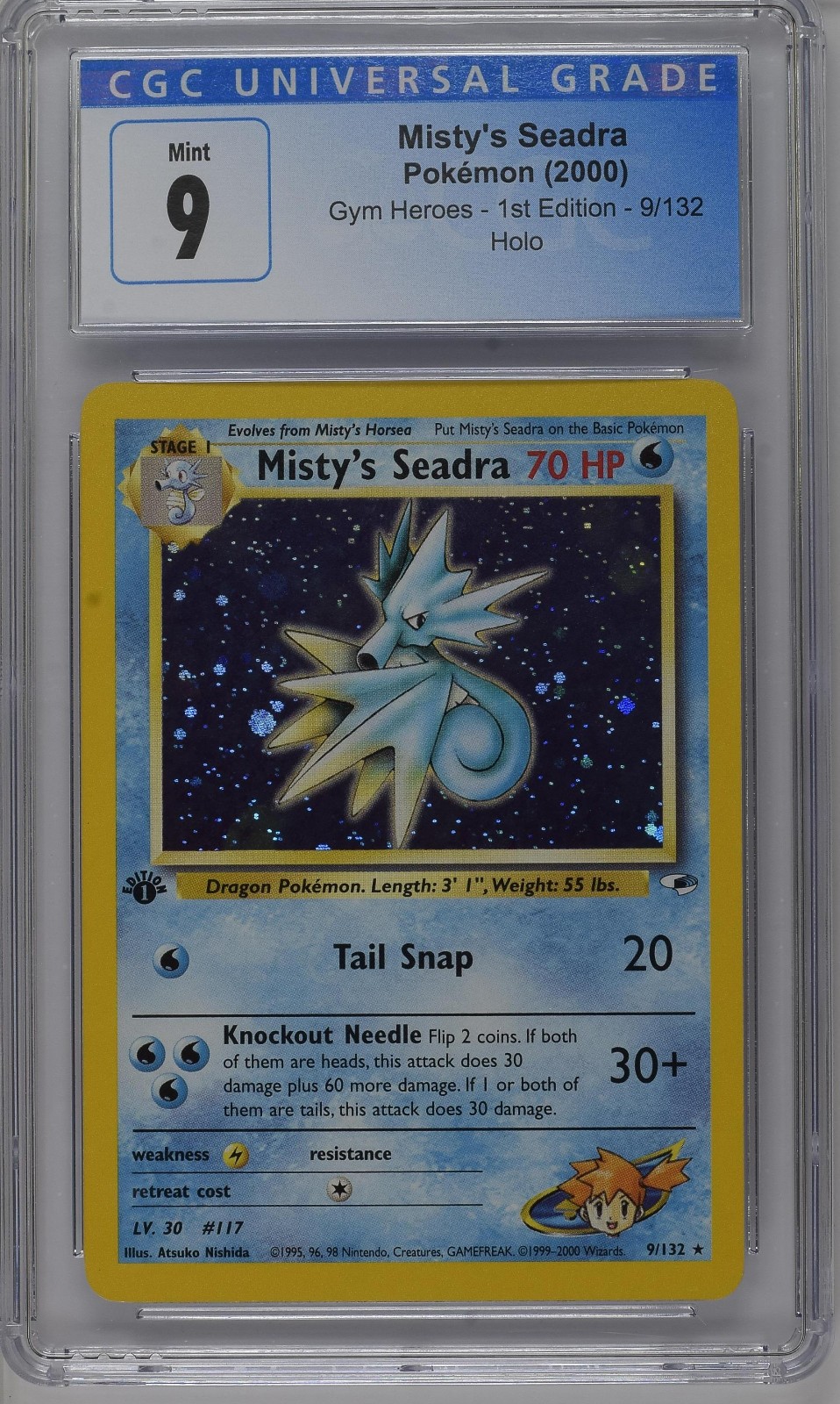 Misty's Seadra Pokémon 2000 Gym Heroes 1st Edition Holo CGC 9 Mint