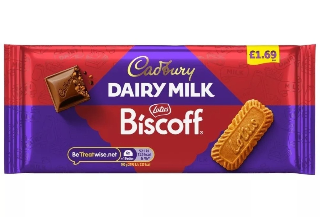 Cadburys Dairy Milk Lotus Biscoff 95g Bars x 8