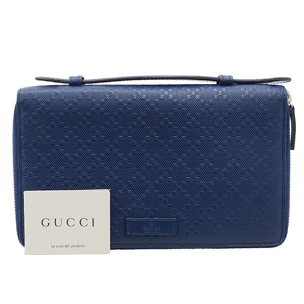 Gucci DIAMANTE leather clutch travel bag with bloo detailing 395474