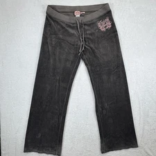 Juicy Couture Pants Womens Large Tall Velour Wide Leg Lounge Glitter JG002416