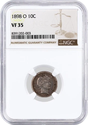 1898 O 10C Barber Dime Silver NGC VF35 Very Fine Circulated Key Date Coin