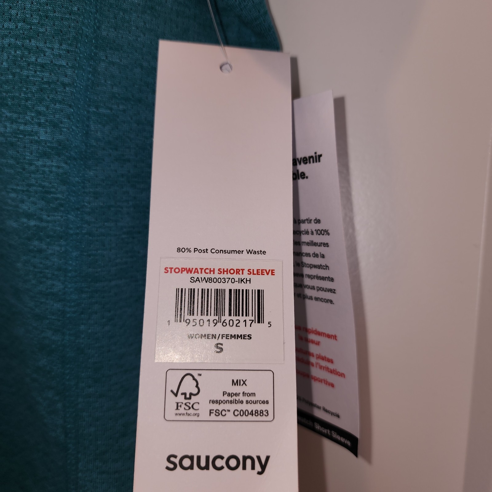 NWT Saucony Stopwatch Women Running Top Sz S Teal Recycled Athletic Gorpcore thumbnail 6