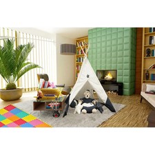 Cozy Kids  Play Tent   Pinewood Frame Fabric Fort for Indoor Adventures