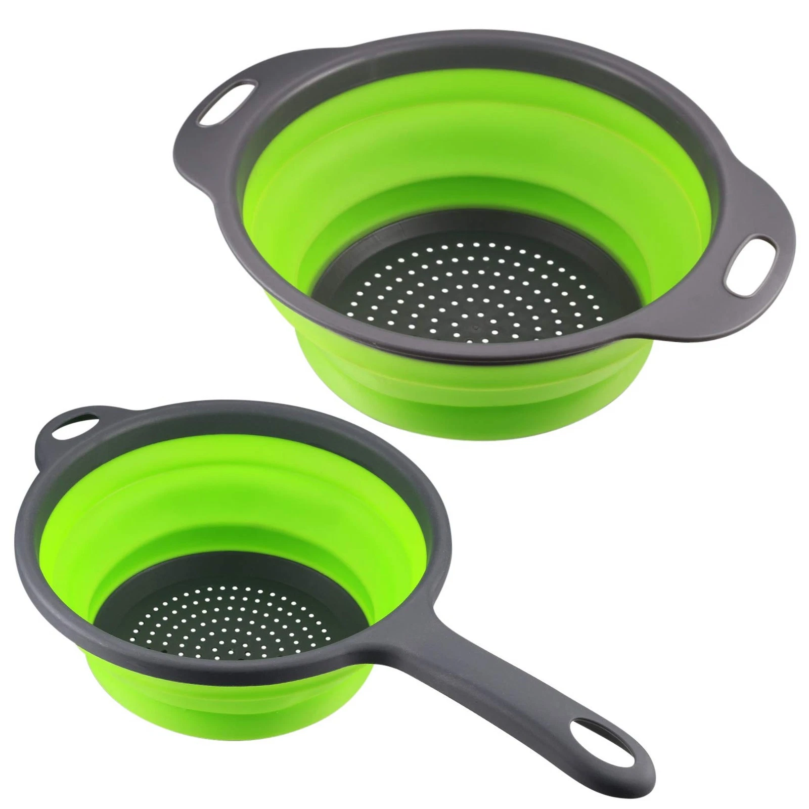 2 Pcs Collapsible Colander with Handle, Colanders & Food A-2pcs-round