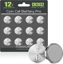 CR2032 Lithium 3V Coin Battery 12-Pack for Apple Airtag Key Fob Remote LED Candl