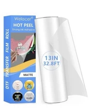 Welacer 13” x  32.8 Ft Sheets DTF Transfer Film, Matte, Clear, Pre-treat Sheets