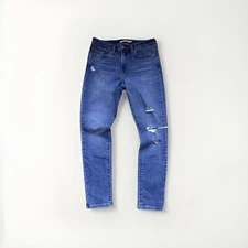 Levi’s 711 Skinny Women’s Jeans Size 27 Waist Cropped/Ripped Blue Stretch Denim