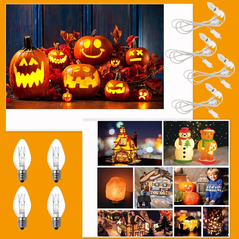 4 Juegos de Cable Accesorio con Una Bombilla, 6 Pies Listado UL Cable Blanco Navidad Foto 4 de 4