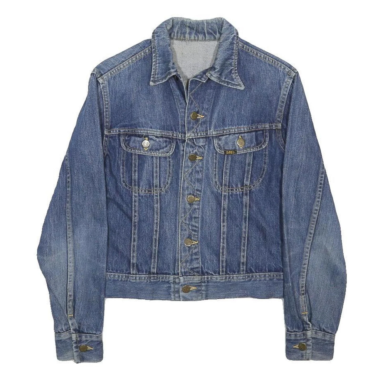 LEE Mens Blue Denim Jacket XS Cotton Button Closure Classic Fit Pocketed