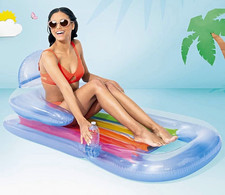63 x33.5 Intex Adult King Kool Lounge Inflatable Pool Raft Lounger Float, Blue