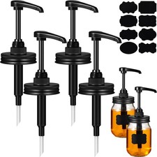 Meanplan 4 Pack Mason Jar Syrup Dispense Coffee Dispenser for 16 White