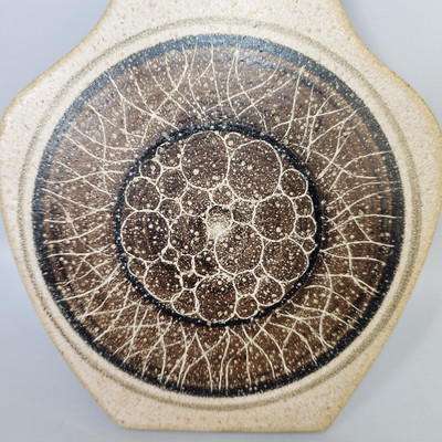 Bill Davis Pottery Trivet 70s New Mexico Art Studio Brown Circles Boho Organic