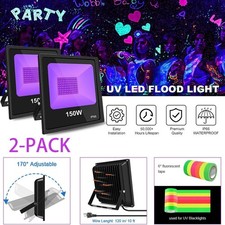 150W UV Led Black Lights for Glow in The Dark Stage Dance Party Halloween 2 Pack