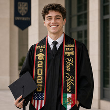 Personalized Mexican Graduation Stole 2026, Custom Class of 2026 Sash Gift
