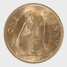 1937 George VI One Penny Coin Uncirculated Full Lustre Cover Free Post #SNo64850