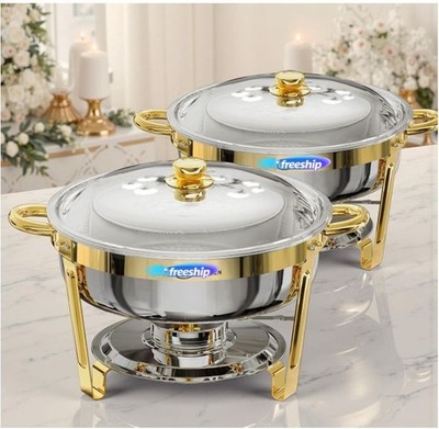Juego 2 chafers buffet 6QT acero inoxidable elegante para fiestas
