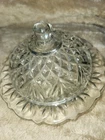 Vintage Clear Glass Anchor Hocking Prescut Round Covered Butter Dish