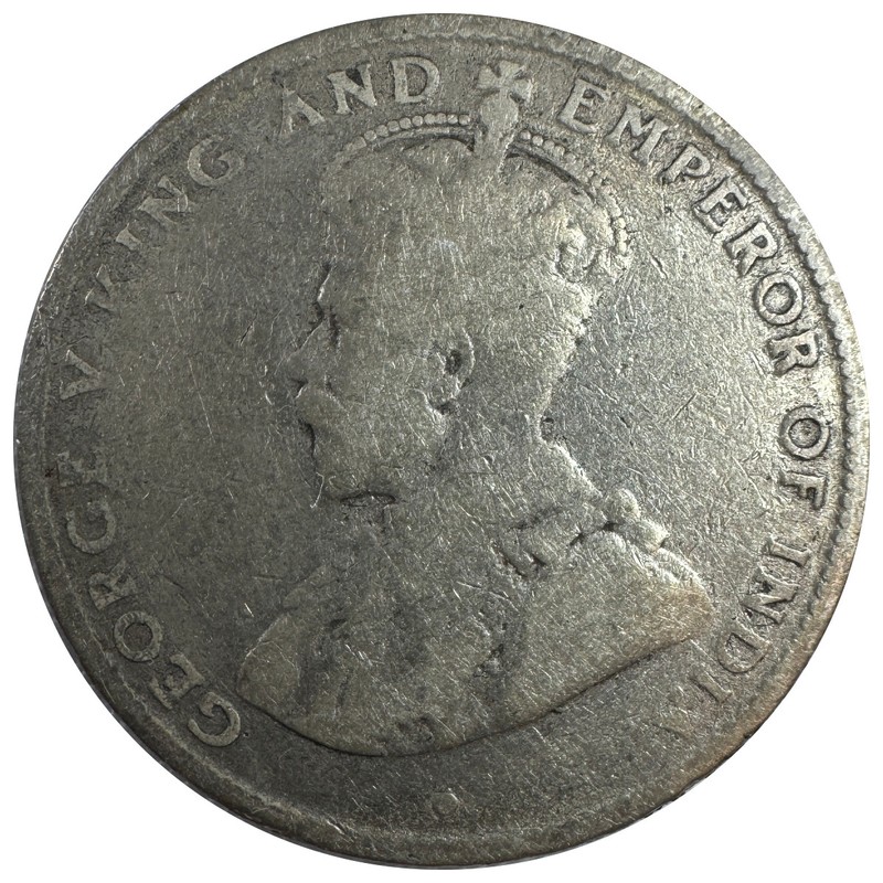 1919 British Honduras George V 25 Cents 5.81g 0.925 Silver