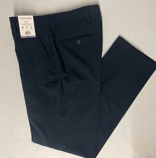 CALVIN KLEIN Men's Slim Fit Dress Pant Stretch Quick Dry Wicking BLUE 30x30 NEW