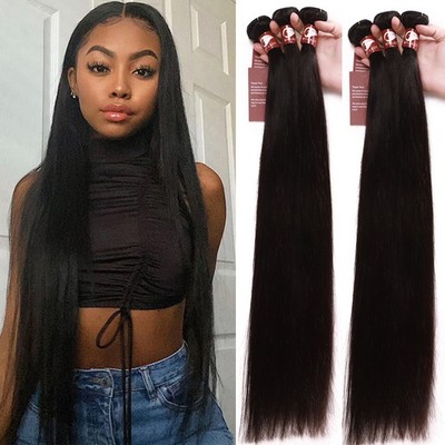 Unprocessed Virgin Human Hair Extensions 4 Bundles Weave 400G Weft 16''-30'' Long