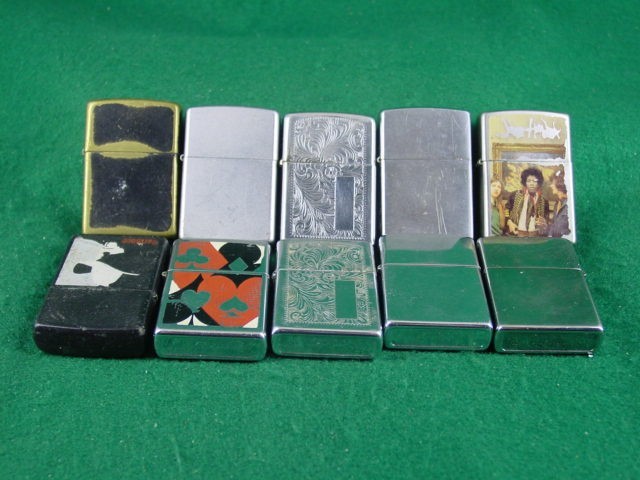 Lot of 10 Working Zippo Pocket Cigarette Lighters