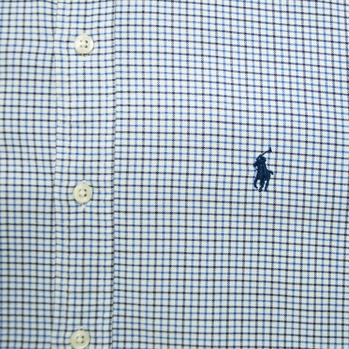 Ralph Lauren Herren Hemd Medium Size Custom Fit Blau Kariert Baumwolle Langarm - Bild 11 von 15