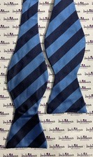 BROOKS BROTHER Silk Blue  Navy Striped Design Self Tie Adjustable Bow Tie