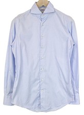 Suitsupply Men's Formal Shirt 37/14 1/2 Light Blue Cutaway Melange Extra Slim
