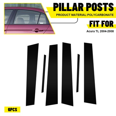 Black Window Trim Kit Pillar Posts 6PCS Door Trim FOR Acura TL 2004-2008 2005 S