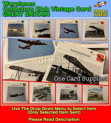 Warplanes Collectors Club Vintage Cards GREAT BRITAIN (Select Item) (USED CARDS)