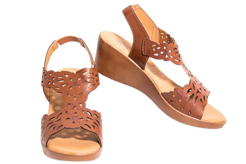 Womens Slip On Orthopedic Sandal Wedge Round Toe Comfort Shoes