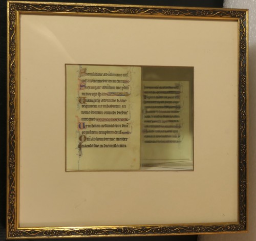 SCRITTURA LATINA CALLIGRAFIA SCRITTA A MANO E DIPINTA PAGINA LIBRO DEL 18 ° SECOLO INCORNICIATA - Foto 15 di 18