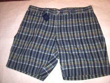 New POLO RALPH LAUREN sz 40 blue INDIA MADRAS plaid flat front Shorts