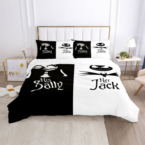 Jack/Sally Quilt Doona Duvet Cover Set Single Double Queen King Size Bedding - Picture 4 of 13