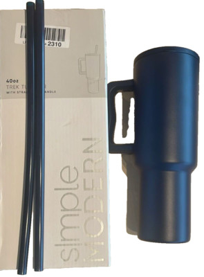 Simple Modern isolierter Becher mit Griff und Strohhalm-Deckel 1,2l - dunkelblau