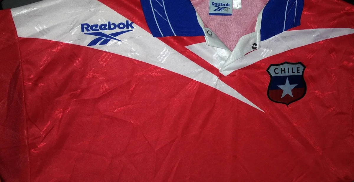 1996 1998 SELECCION CHILE HOME REEBOK LARGE L JERSEY IVAN ZAMORANO