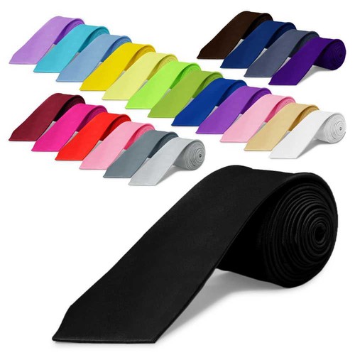 Corbata estrecha satinada de moda poliester unisex Clásica c/Rojo - Imagen 7 de 7