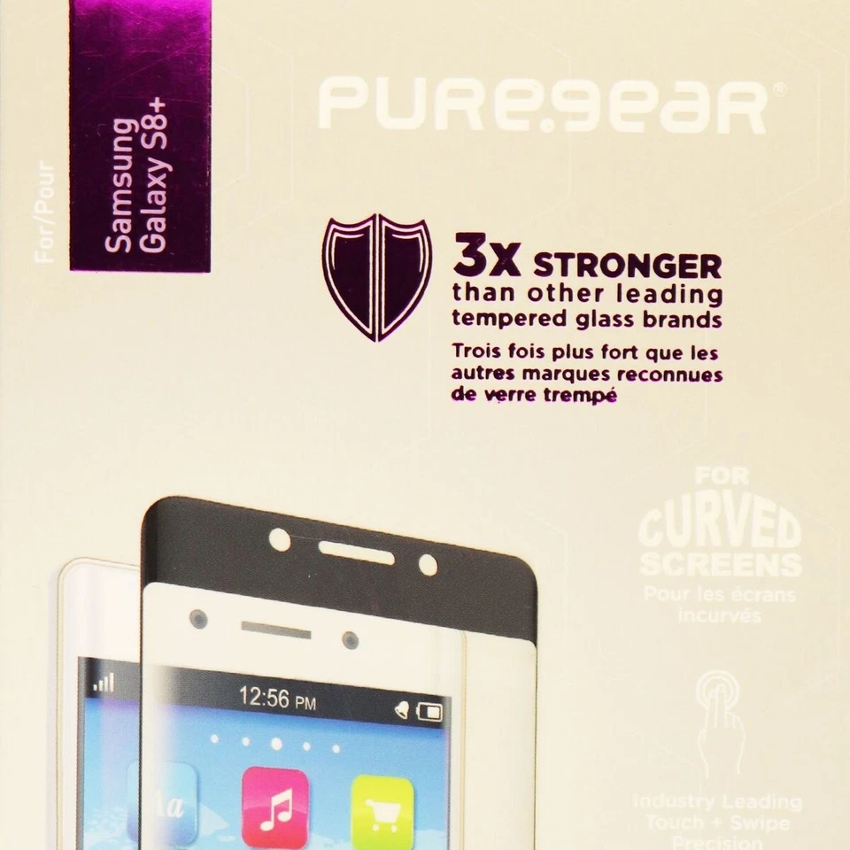 Vidrio templado HD curvo PureGear para Samsung S8+ (Plus) - borde transparente/negro Foto 3 de 3