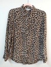 Gerard Darel Paris EU Size 40 US M/L 100 Silk Leopard Pring Blouse Button Up