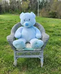 Russ My First Teddy Bear JUMBO Blue Plush 3FT Bow Stuffed Animal Toy HTF RARE