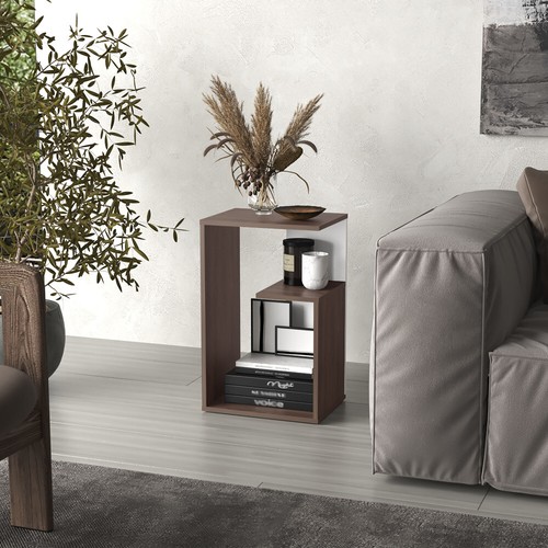 25" High 3 Tier Side Table Black White Natural Oak - Picture 66 of 117