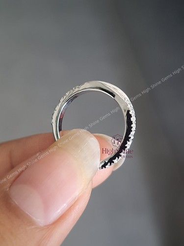 14K Weißgold Rundschliff Moissanit Gedreht Infinity Ehering 14K Weißgold - Bild 4 von 7