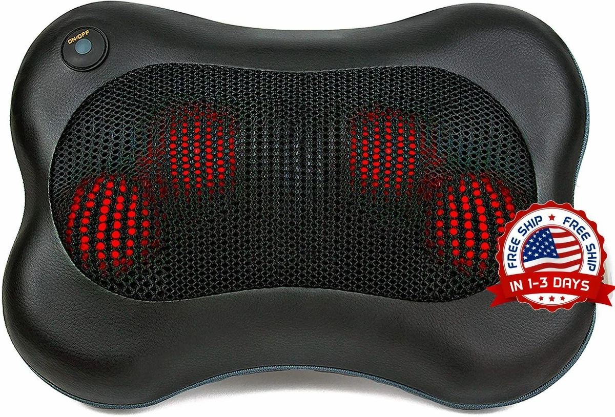 Masajeador De Cuello Hombros Shiatsu Adaptador Auto Espalda Color Negro